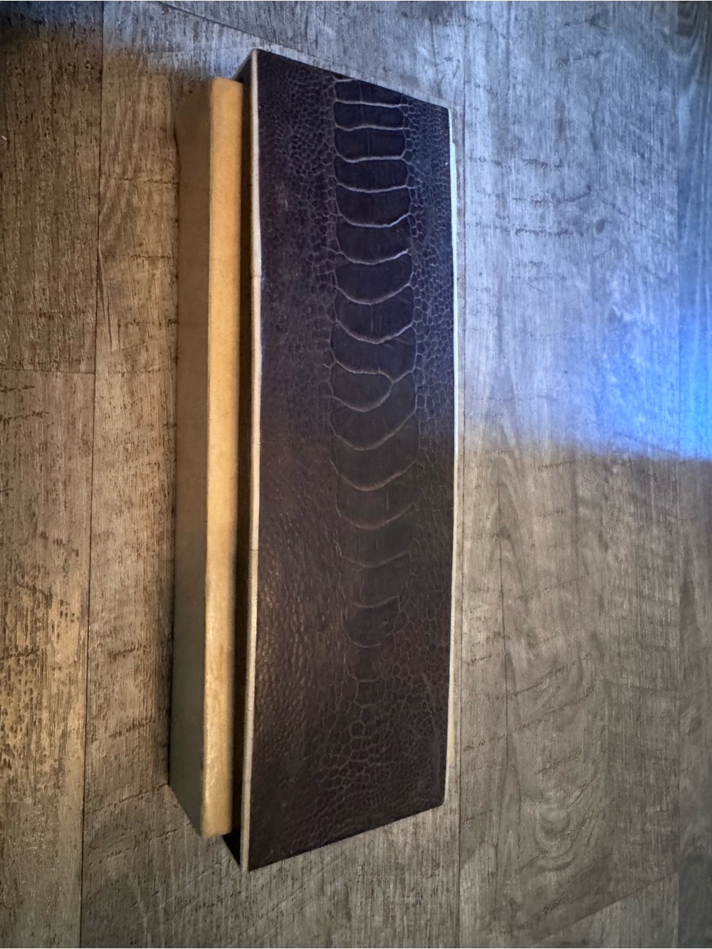 R&Y Augousti Brown Croc-Embossed Long Box